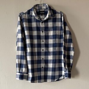Banana Republic Navy and White Plaid Flannel Shirt